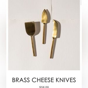 Epicure gold brass tone cheese knives